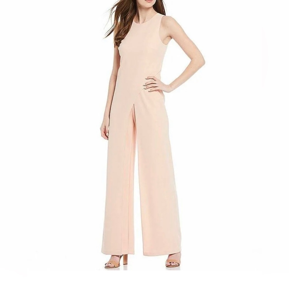 Adrianna Papell Blush Pink Sleeveless Wide-Leg Jumpsuit